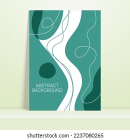 Poster on shelf. Abstract background with liquid organic flowing shapes and freehand drawn form, lines. Vector illustration in pastel colors. Template for booklet, flyer, cover, magazine, invitation.