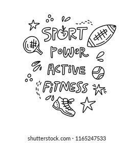 Poster on sports theme with different sports elements made in vector