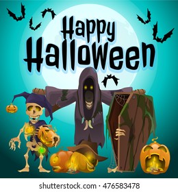 A poster on the theme of the Halloween holiday. Vector illustration. 