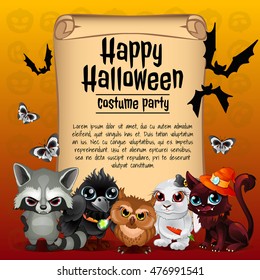 A poster on the theme of the Halloween holiday. Vector illustration. 