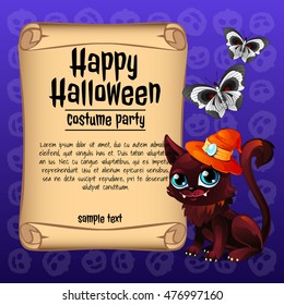 A poster on the theme of the Halloween holiday. Vector illustration. 