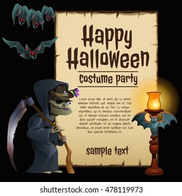 A poster on the theme of the Halloween holiday. Vector illustration. 