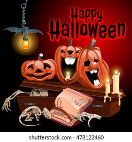 A poster on the theme of the Halloween holiday. Vector illustration. 