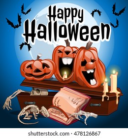 A poster on the theme of the Halloween holiday. Vector illustration. 