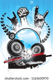 Poster on a theme of world music in a grunge style