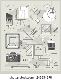 poster on topics of painting, illustration and photography, vector illustration