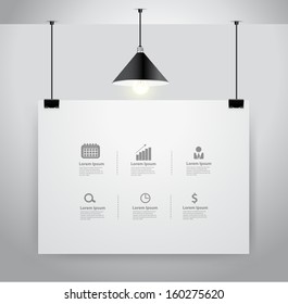 Poster on wall and lamp, Vector illustration template modern design