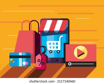 afiche de artículos de tiendas en línea