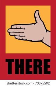 poster with open palm; targeting direction
