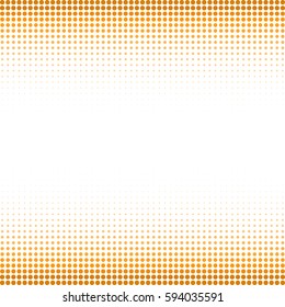 poster of orange circles arranged in a row. banner of abstract rusty points different size. effect sampled. white background. vector illustration