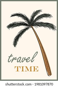afiche con palmera. postal sobre un tema de verano. relajación