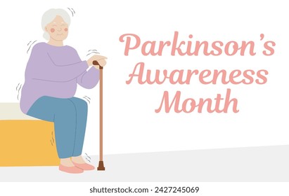 Poster for Parkinson's Awareness Month with elderly woman