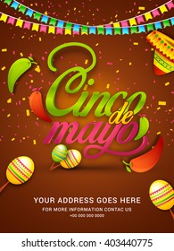 Poster or party flyer of Cinco De Mayo celebration background.