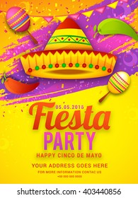 Poster or party flyer of Cinco De Mayo celebration background.