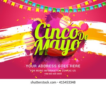 Poster or party flyer of Cinco De Mayo celebration background.