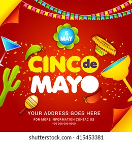 Poster or party flyer of Cinco De Mayo celebration background.