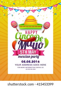 Poster or party flyer of Cinco De Mayo celebration background.