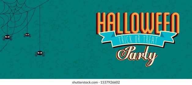 poster of party halloween with spiders vector illustration design