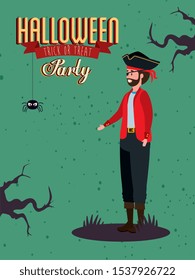 poster of party with man disguised vampire vector illustration design