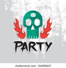 Poster party with skull vector illustration.