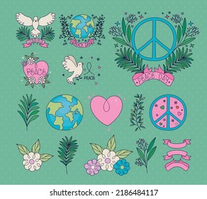 poster of peace day icons bundle