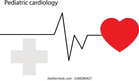 poster of pediatric cardiology, illustration of a heart for printing or device