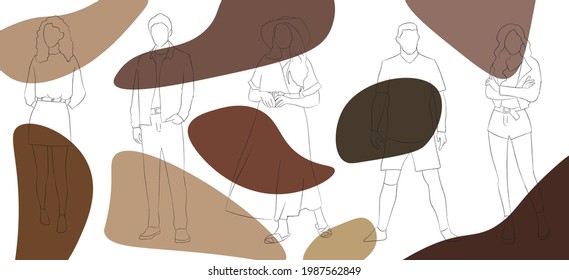 poster people with different skin color. fight against racism. different people