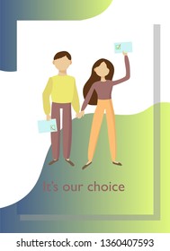 Poster with people voting in the elections. Vector illustration.