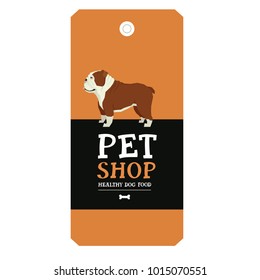 Poster Pet Shop Design label English bulldog Geometric style