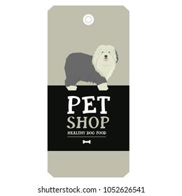 Poster Pet Shop Design label Old English Sheepdog Geometric style