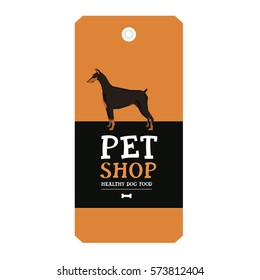 Poster Pet Shop Design label Doberman Vector Illustration