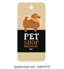 Poster Pet Shop Design label Pomeranian Geometric style