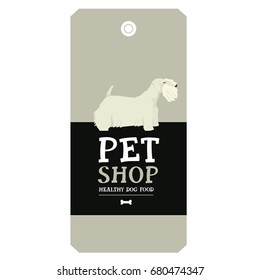 Poster Pet Shop Design label Sealyham Terrier Geometric style