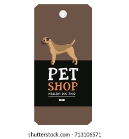 Poster Pet Shop Design label Border Terrier Geometric style