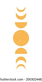 Poster with phases of moon. Art with crescent and full moon. Vector esoteric illustration on  white background