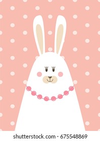 A poster with a picture of mother rabbit in a Scandinavian style. Vector illustration in flat style