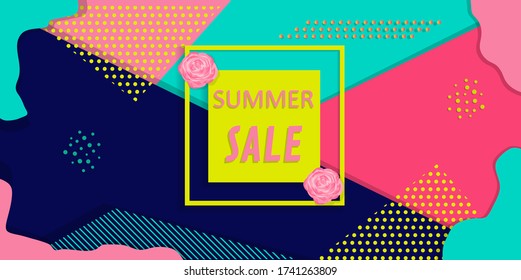 Poster picture summer sale-vector illustration. On a bright texture background painted hands of the community.