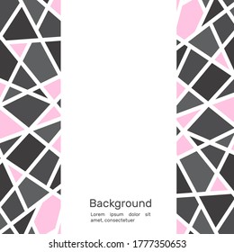 Poster with pieces of figures in imitation pink mosaic. Place for text. Vector illustration