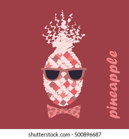Poster Pineapple with glasses. Vector illustration.