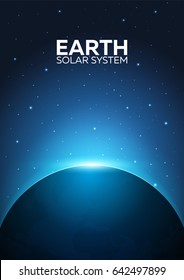 Poster Planet Earth and Solar System. Space background