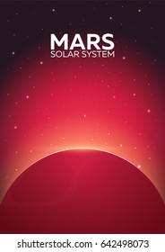 Poster Planet Mars and Solar System. Space background