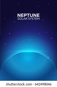 Poster Planet Neptune and Solar System. Space background