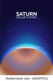 Poster Planet Saturn and Solar System. Space background