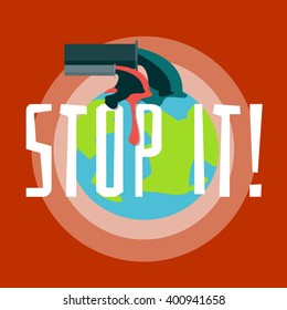 Poster with planet "Stop It!"