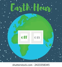 Poster with planet, switch and text EARTH HOUR