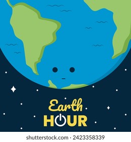 Poster with planet and text EARTH HOUR