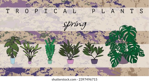 poster with plants. banner for Earth Day on April 22. background with indoor plants