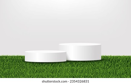 Afiche Y Grasa De Podio Y Verde Con Malla De Gradiente, Ilustración Vectorial
