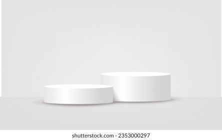 Poster And Podium And White Background With Gradient Mesh, Vector Illustration