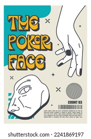 afiche del diseño psicodélico de la cara de póquer